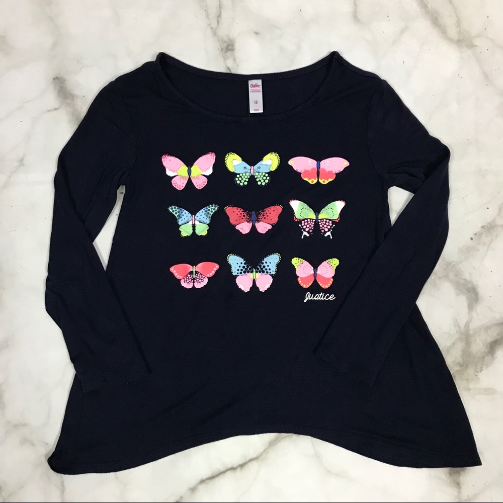 COPY - Justice 10 butterfly tee navy blue